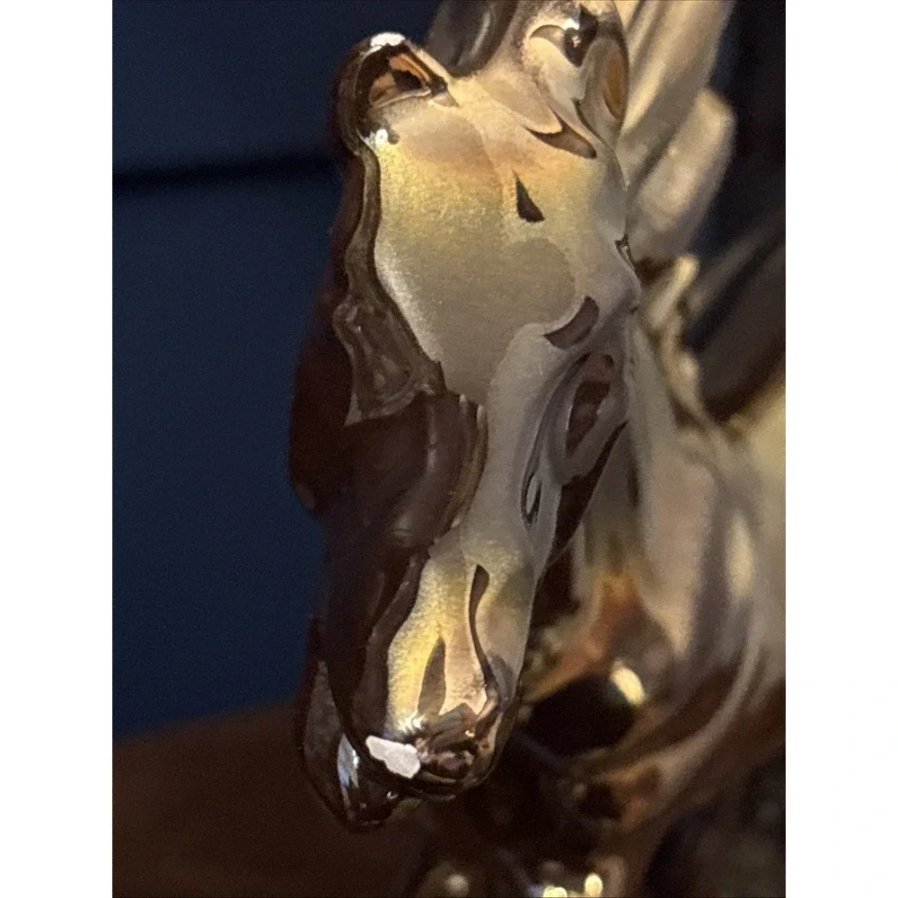 Mid-century Italian porcelain Lustreware horses vase